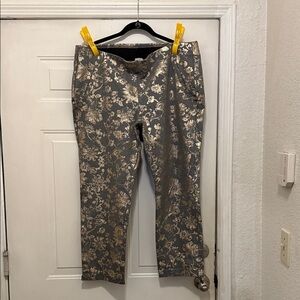 Chico's Gold and Gray Floral Women's Pants